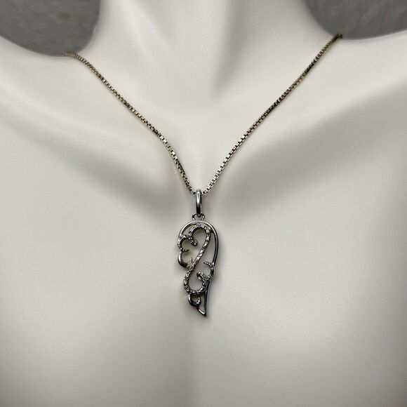 Jane Seymour Open Hearts Diamond Angel Wing Sterling Pendant - Picture 1 of 3